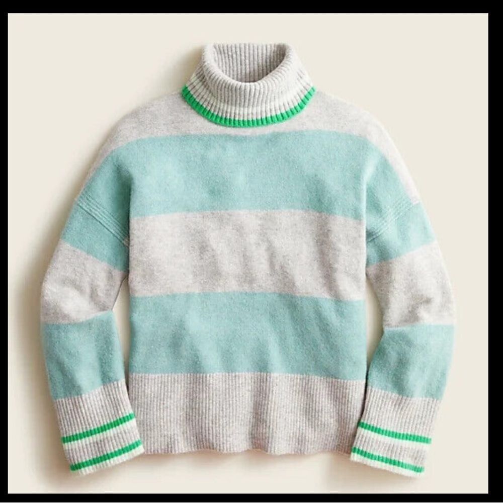 J Crew Striped Supersoft Yarn Turtleneck Sweater NWT